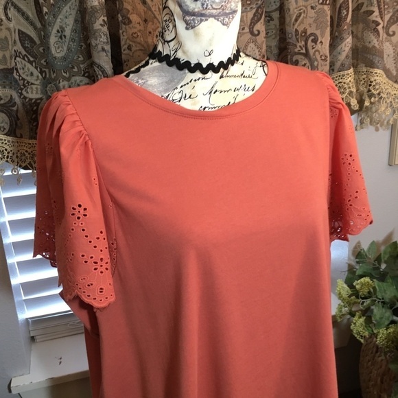 NWT AVA & VIV lace cap sleeve t shirt - Picture 2 of 8